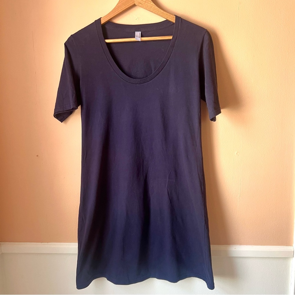 American Apparel | T-Shirt Dress Scoop Neck Short Sleeve Navy Blue Size Large